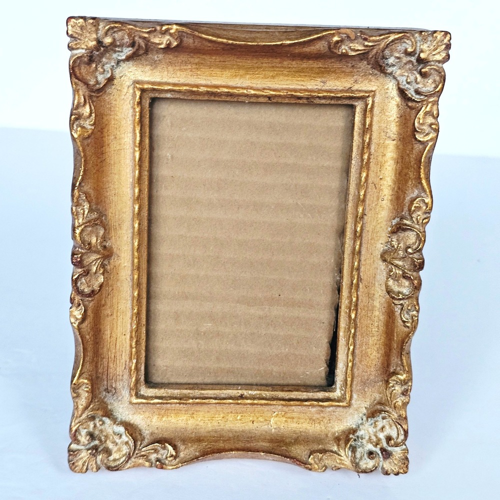 Vintage Ornate Gold Picture Frame Baroque Style Tabletop Decor French Country